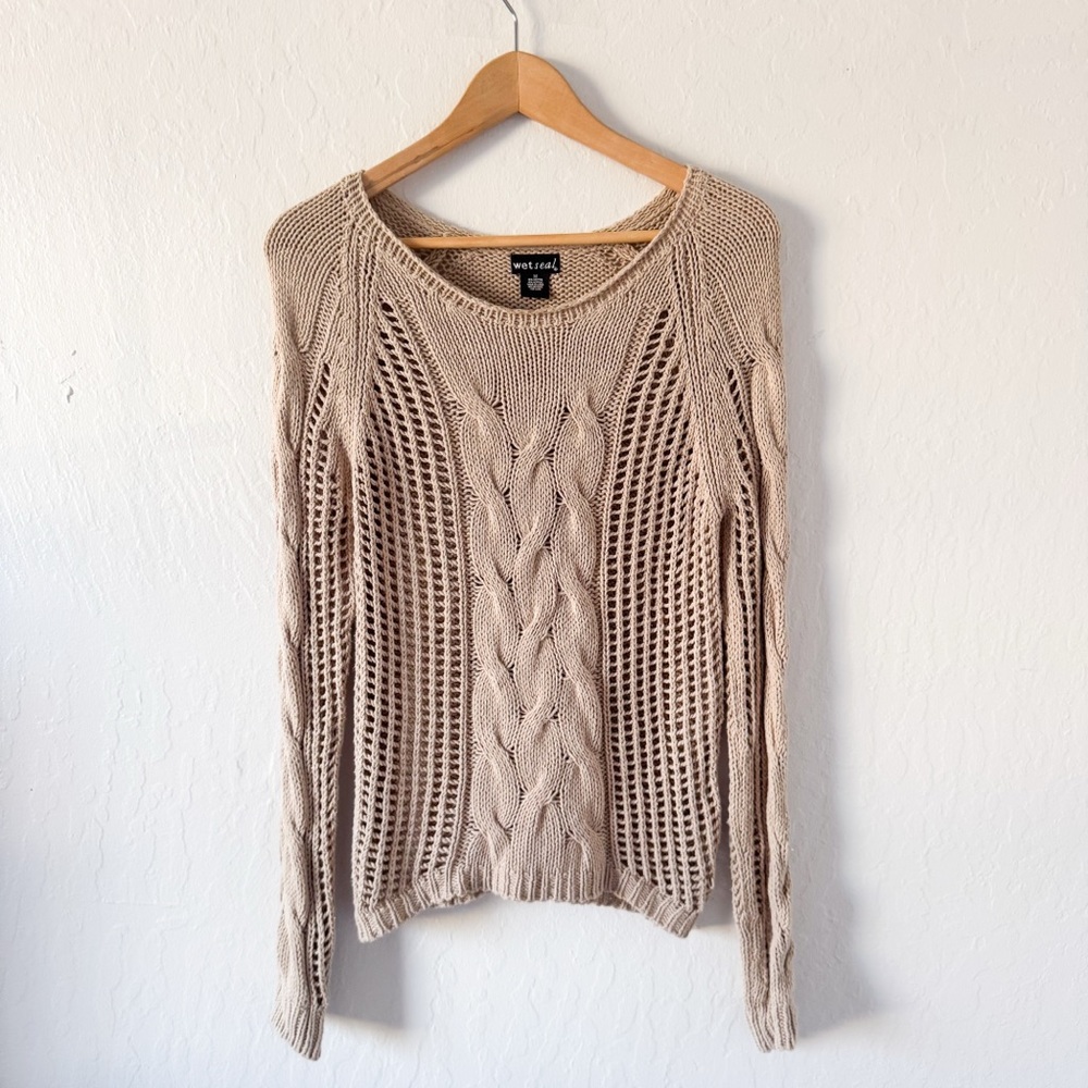 Vintage Wet Seal Beige Cable Knit Sweater